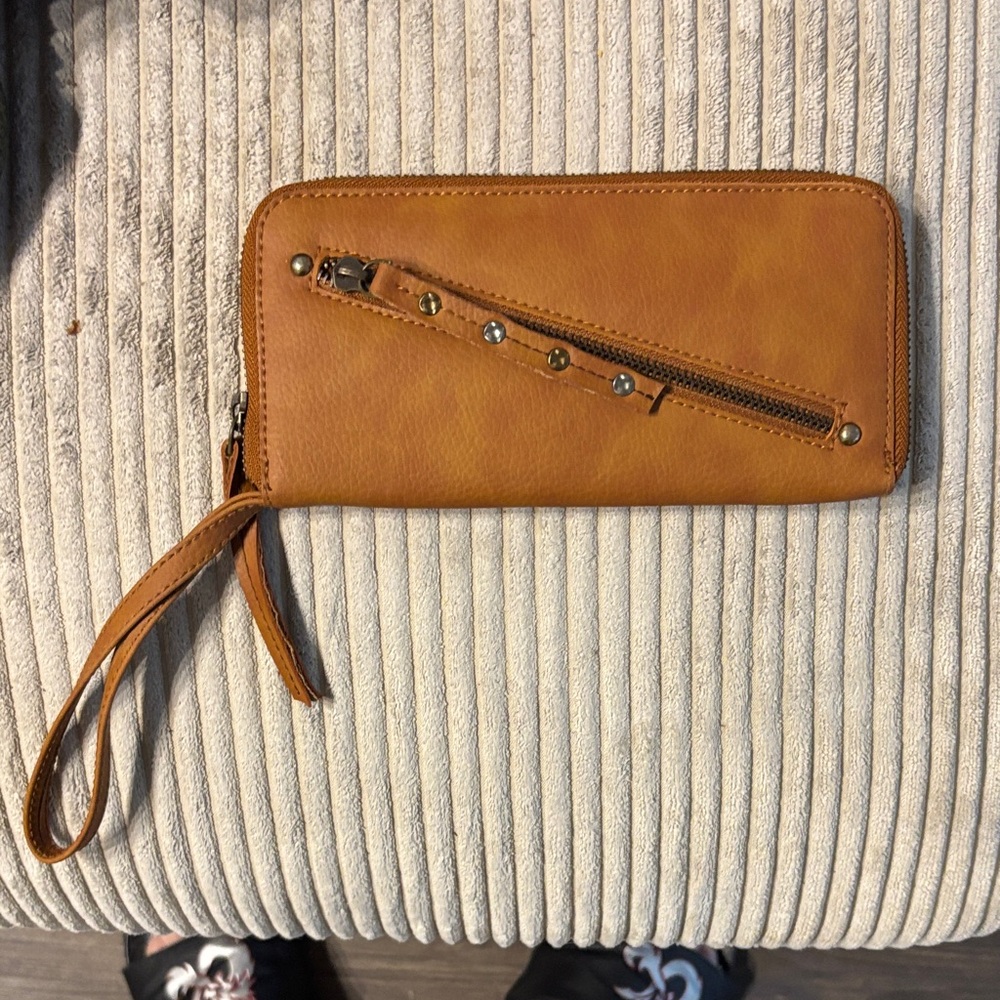Free People Brown Leather Wristlet
